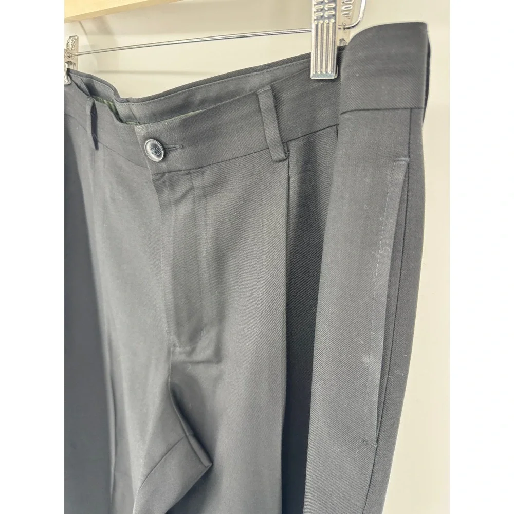 LL Bean Classic Fit Wool Dress Pants Mens 36W Black Pleated Trousers